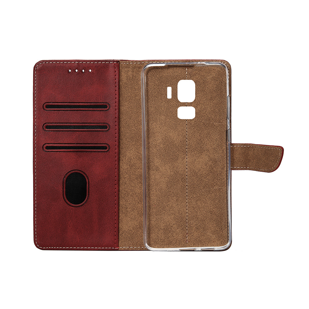 Rixus Bookcase For Samsung Galaxy S9 Plus Dark Red