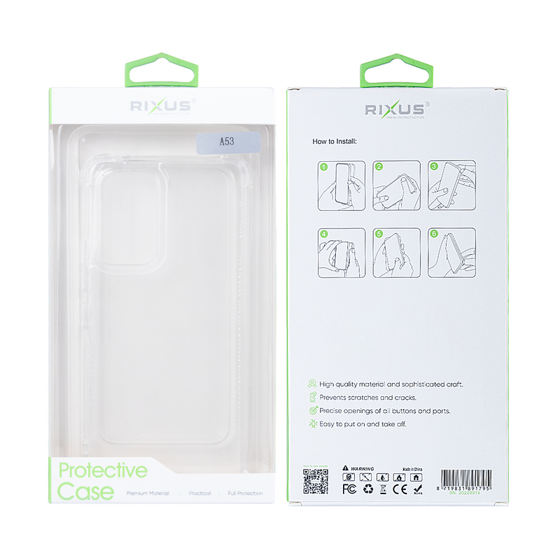 Rixus Anti-Burst Case For Samsung Galaxy A53 5G A536B Transparent