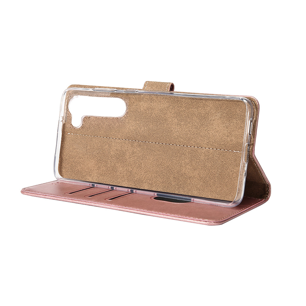 Rixus Bookcase For Samsung Galaxy S23 Ultra Pink