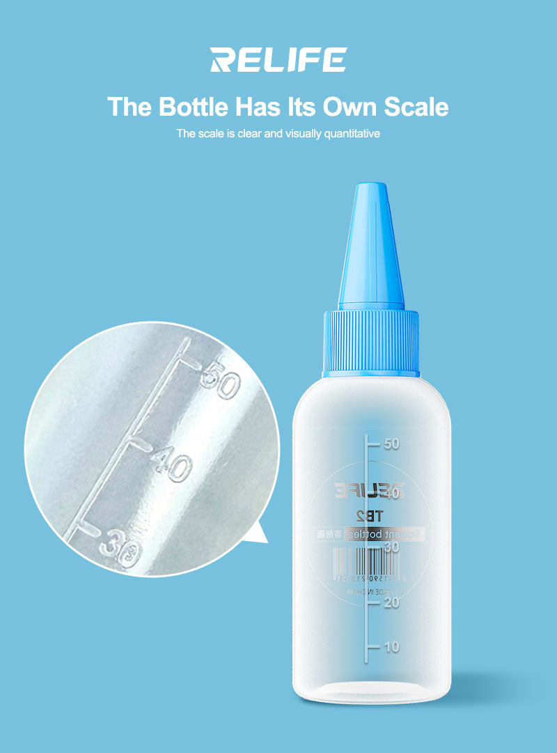 RELIFE TB2 50ML Empty Plastic Flux Alcohol Bottle With Needle Tip