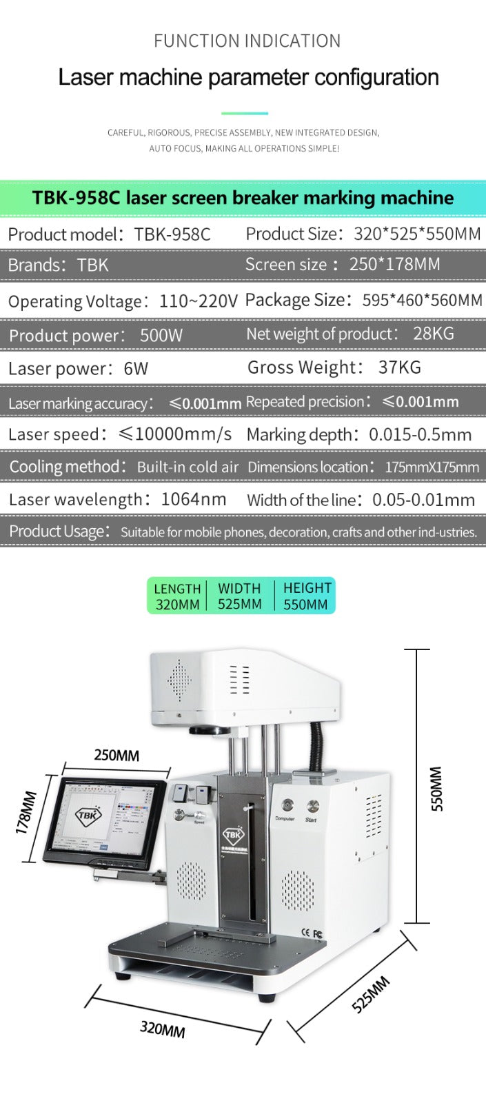 TBK 958C Laser Machine