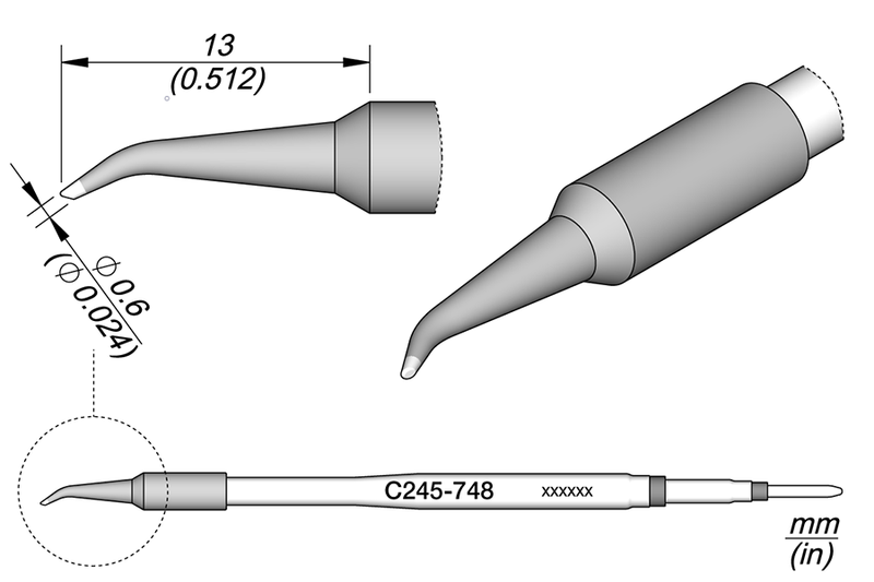 JBC Cartridge Bevel Bent Bevel Ø 0.6 S1 (C245748)