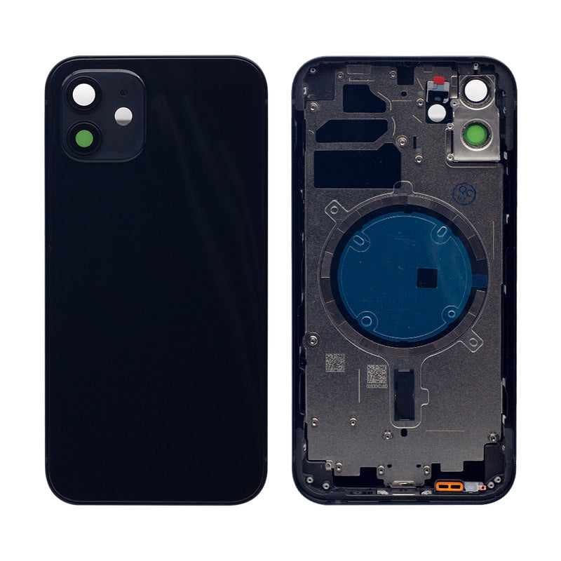 For iPhone 12 Back Housing Only Frame And Extra Glass Black